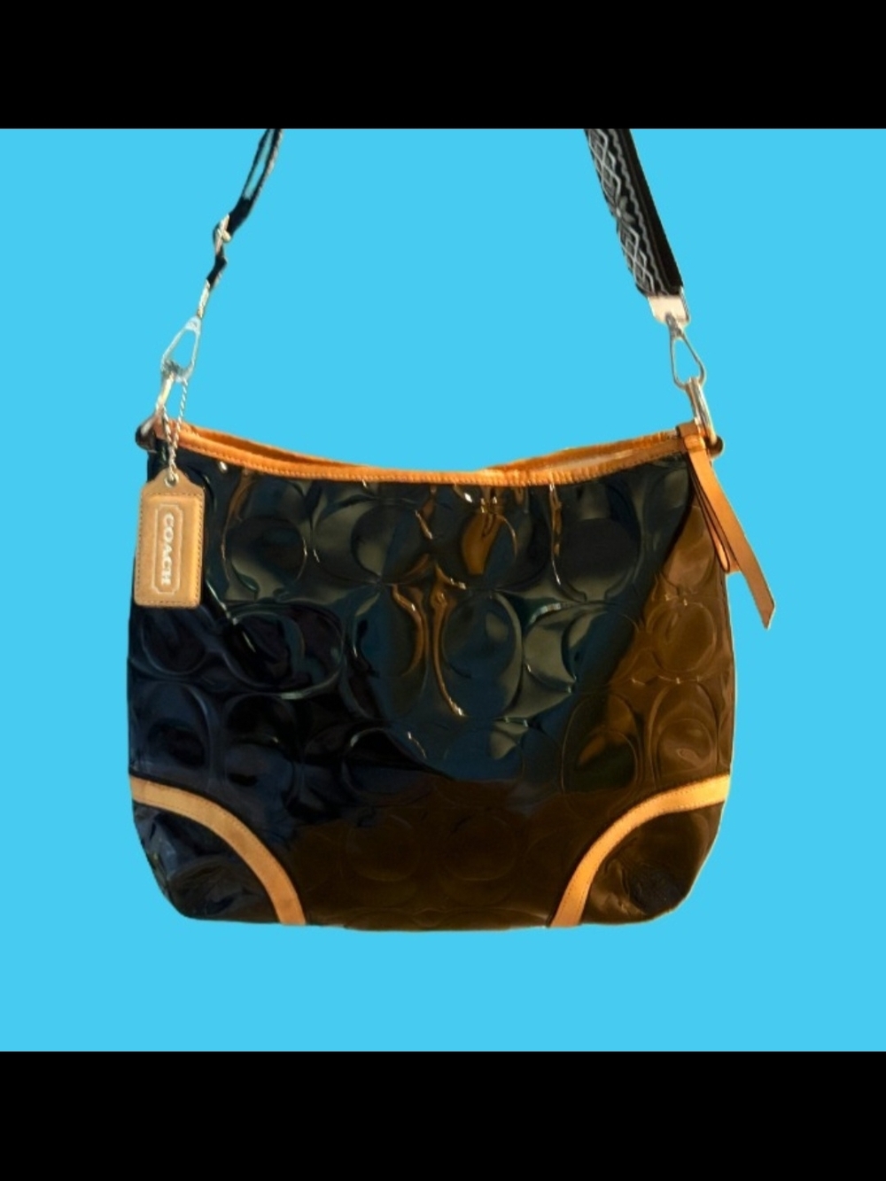 Coach Peyton Embossed Signature Patent Leather Shoulder Bag - Picture 2 of 12